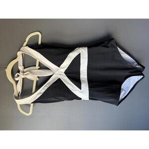 Boden Black and White One-Piece Swimsuit with Halter Neck